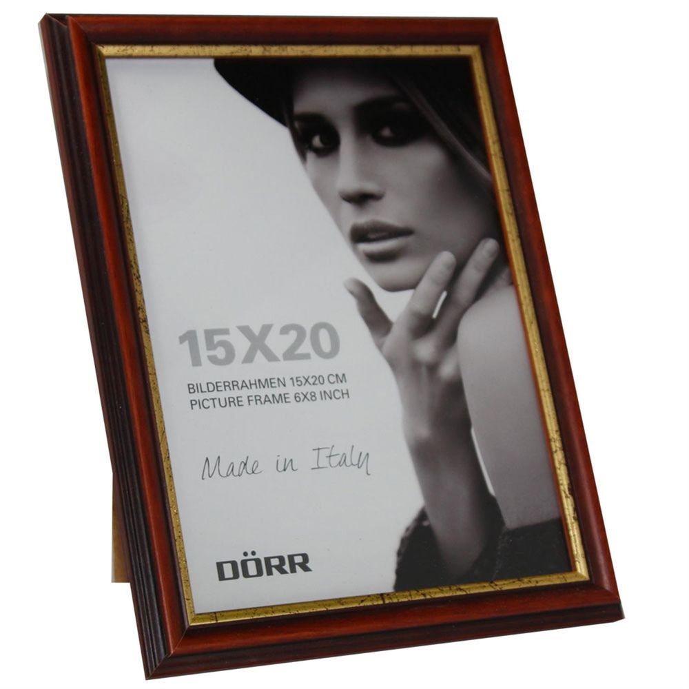 Dorr Tessin Mahogany and Gold Wood 8x6 Photo Frame | Made in Italy | Stand or Hang