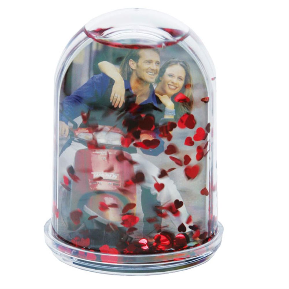 Dorr Photo Snow Globe | 4 inch Tall | Snow and Red Hearts